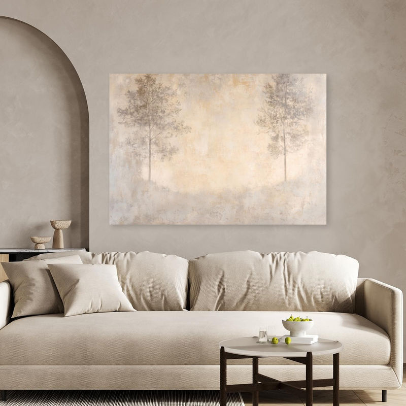 Feeby Leinwandbild Nebeliger Wald in Beige, Landschaftsmotiv im Querformat, B: 100 cm, H: 70 cm - Bild 2