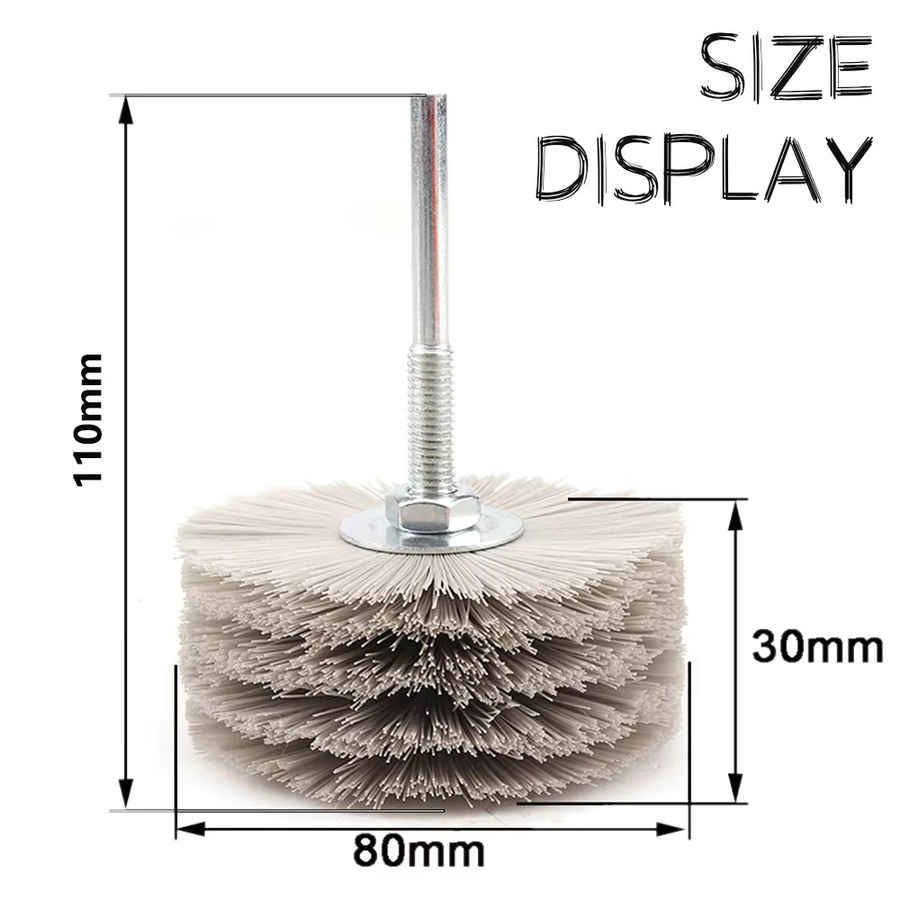 NuoDunco Nylon-Schleifdraht-Radbürste zum Entgraten von Metall und Holz, Durchmesser: 80 mm - Bild 2