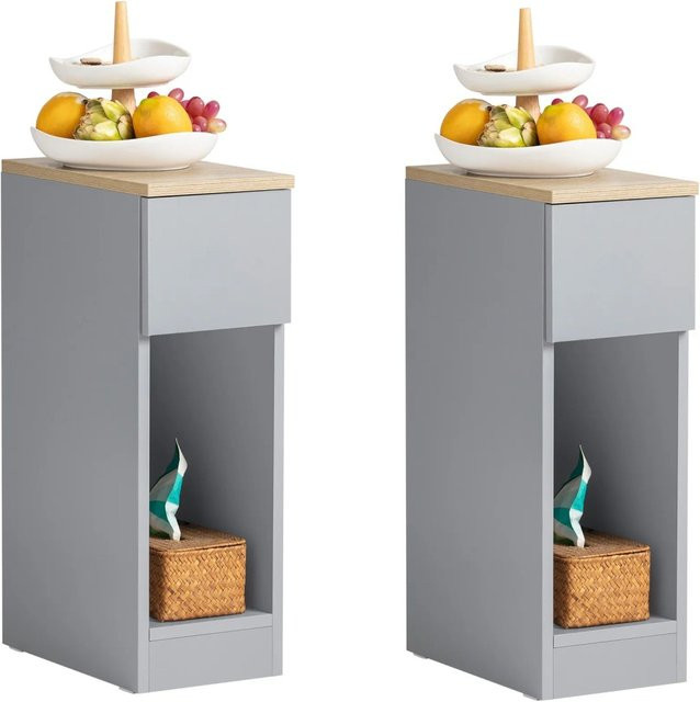 SoBuy 2er Set Beistelltische FBT111-HGx2 in Grau, moderne Nachttische für dein Schlafzimmer - Bild 1