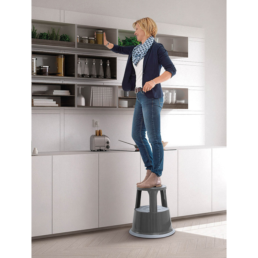 WEDO Rollhocker Grau mit Rollen für Home Office und Erwachsene, B/T/H: 44,0 x 43,5 x 43,5 cm - Bild 2