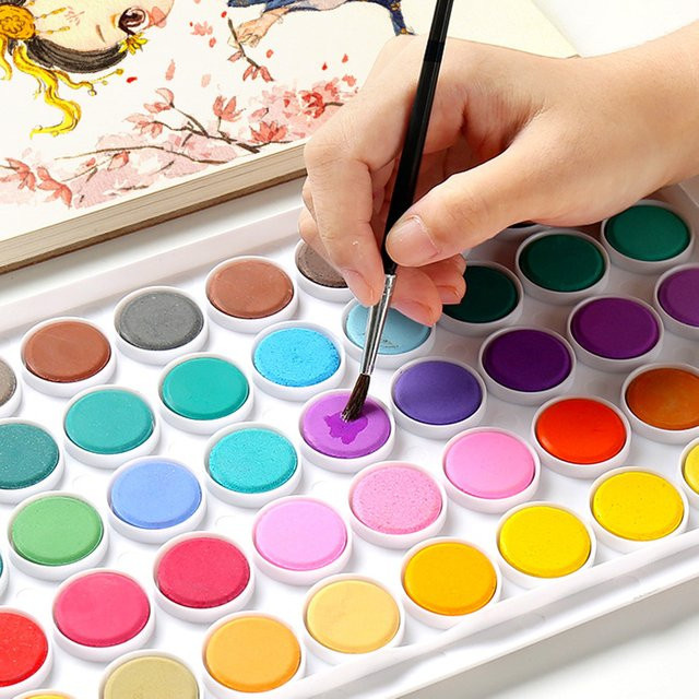 36 Farben Feste Aquarellfarben, Pinsel mit abnehmbarer Box, Zeichen- und Malwerkzeuge - Bild 1