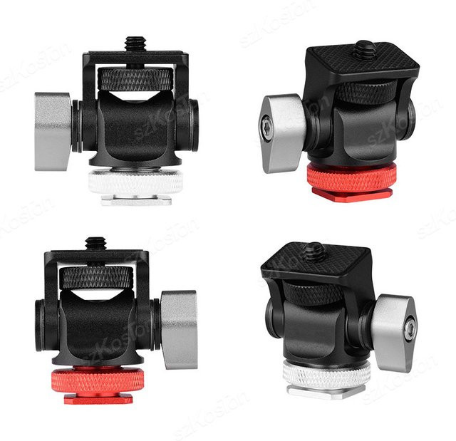 SZKOSTON Mini-Monitor-Halterung in Rot mit Stativkopf, Kaltschuh-Halterung und Adapter, drehbar und neigbar für Blitz, Mikrofon oder Fülllicht - Bild 1