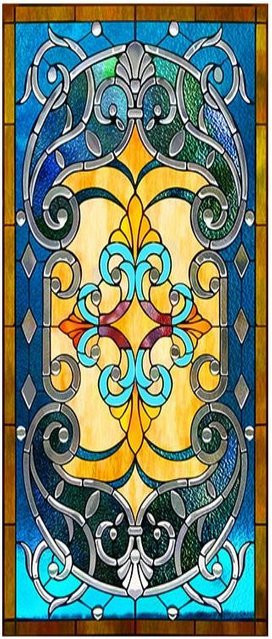 Buntglas-Fensterfolie Loving A Better Life, Mehrfarbig, Sichtschutz mit Art Nouveau Design, Wiederverwendbar, Breite: 50 cm, Höhe: 120 cm - Bild 1