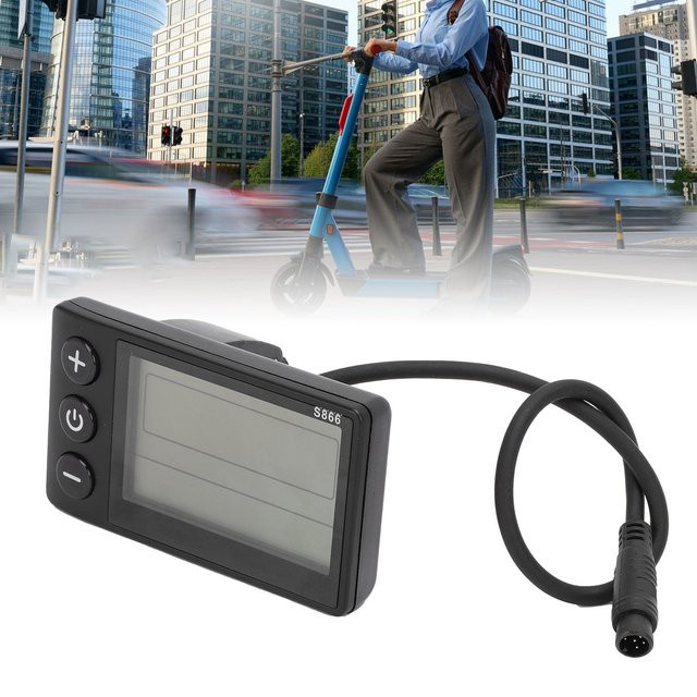 DOACT Elektrofahrrad LCD-Display S866 ABS Bedienfeld mit 6-Pin Wasserdichtem Anschluss für Roller-Modifikation, Schwarz - Bild 1