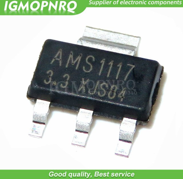 100 Stück AMS1117-3.3 Spannungsregler 3,3 V 1A SOT-223 in Schwarz - Bild 1