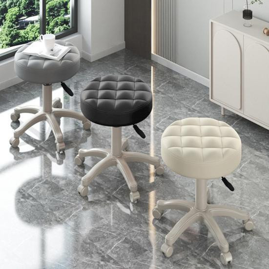 FroladaHandelsUG Rollhocker aus Kunstleder in Beige mit höhenverstellbarem Sitz und Rollen - Bild 3