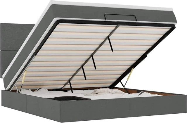 vidaXL Ottoman-Bett mit Matratze und LED-Unterbettbeleuchtung in Dunkelgrau, B/T/H: 160 x 203 x 280 cm - Bild 1