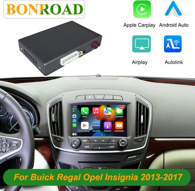 Bonroad Wireless CarPlay und Android Auto Modul mit Mirror Link und Airplay in Schwarz für Buick Regal LaCrosse Envision und Opel Insignia 2013-2017 - Bild 1