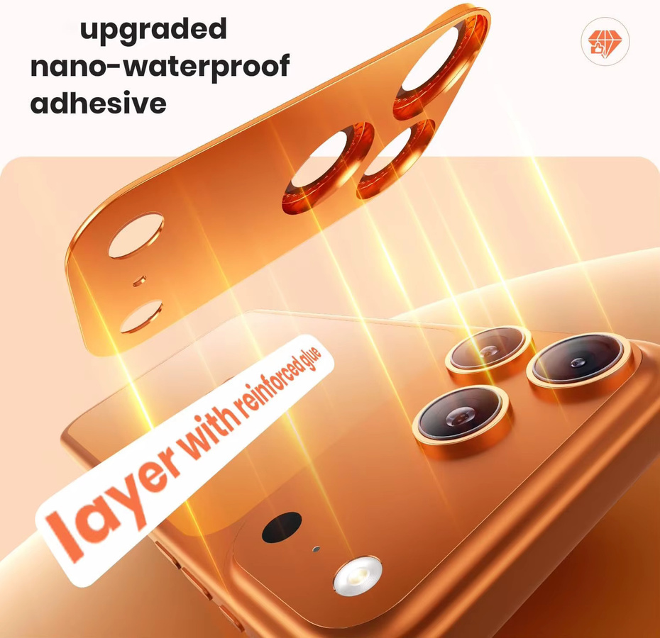 NYFundas Glitzer-Diamant Kameralinsen-Schutzabdeckung aus Aluminium für iPhone 17 Pro Max und iPhone 16 in Silber oder Gold - Bild 5