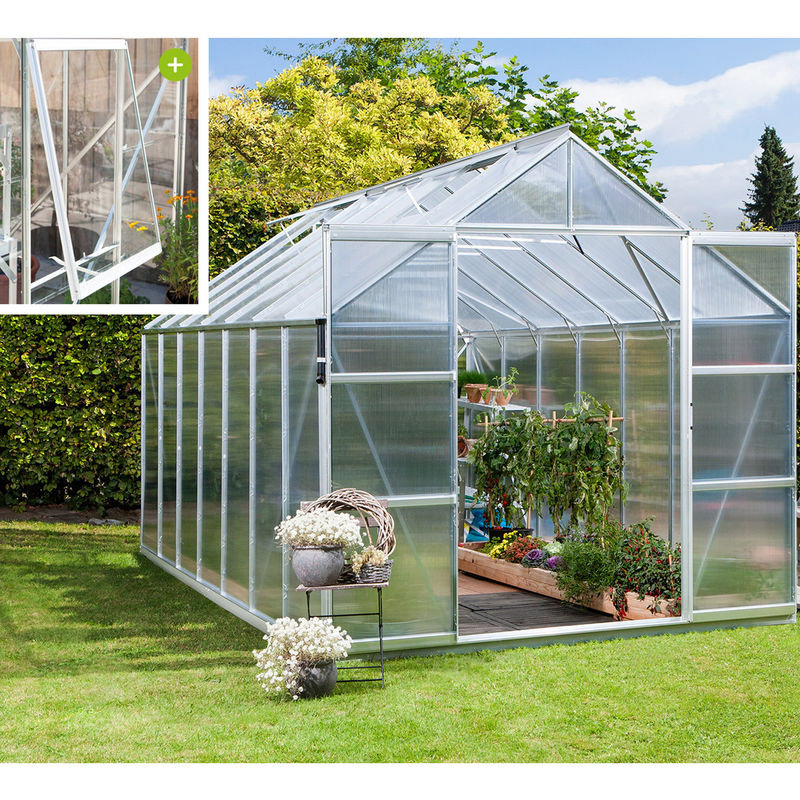 Vitavia Gewächshaus Jupiter 11500 aus Aluminium Eloxiert in Silber mit Polycarbonat-Verglasung und 11,5 m² Anbaufläche - Bild 4