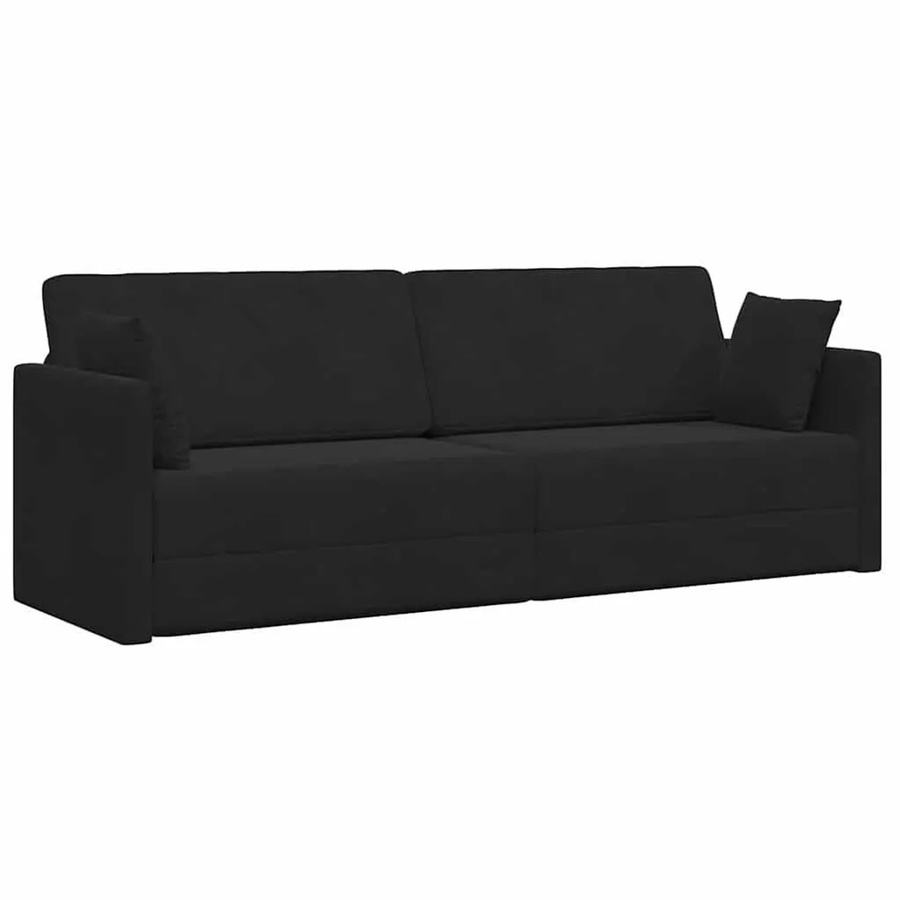 vidaXL Boden-Sofa-Bett Click-Clack aus Samt in Schwarz mit abnehmbaren Bezügen und Kissen - Bild 2