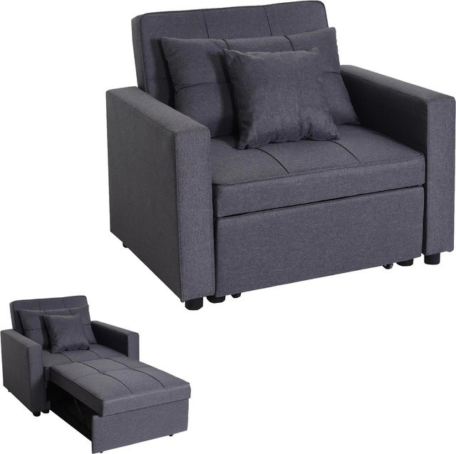 MCW Schlafsessel L90 als Klappsessel und Schlafsofa in Dunkelgrau mit Stoffbezug, Liegefläche: 197 x 103 cm - Bild 1