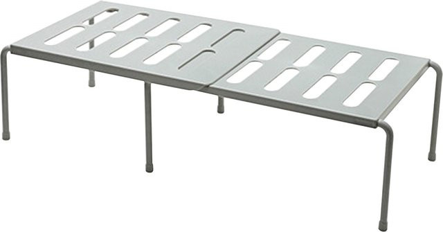 Meterk Schrankregal aus Metall, stapelbar und erweiterbar, Küchenschrank und Thekenregal, Grau - Bild 1