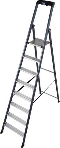 Krause Stufen-Stehleiter Monto aus Aluminium in Silber mit 8 Sprossen - Bild 1