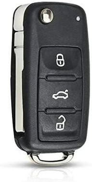 Ersatz Klappschlüsselgehäuse Fob für VW Volkswagen Golf Mk6 Tiguan CC Seat Skoda Octavia 3, 3 Tasten, Schwarz, STEL ORA - Bild 1