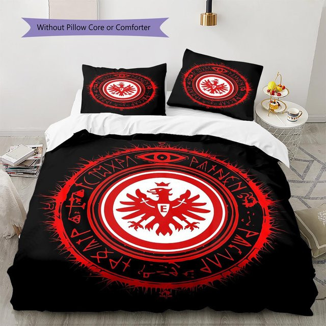 Bettwäsche Set Frankfurt Fußballmuster von xiangyinghao mit Bettbezug und 2 Kissenbezügen, Farbe Schwarz, B/H: 200 x 200 cm - Bild 1