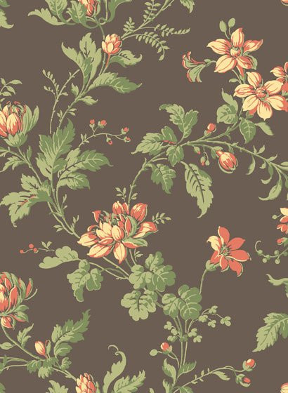Borås Tapeter Wallpaper Blomslinga 4517 Florales Vlies in Braun Orange Rose - Bild 1