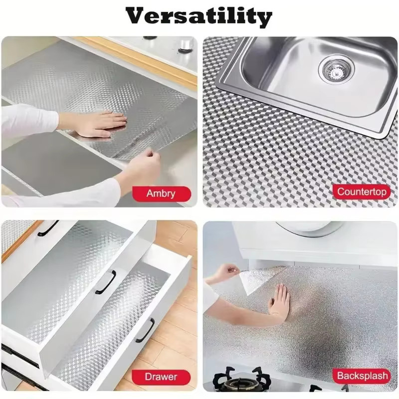 Selbstklebende 3D-Wandpaneele in Silber mit abstraktem Design, wasserfeste Tapete für die Küche - Bild 5