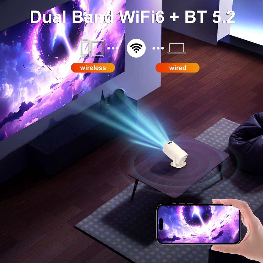 Salange U5 Gaming-Projektor mit Android 14, 8K-Unterstützung, Netflix offiziell lizenziert und Bluetooth in Weiß - Bild 2