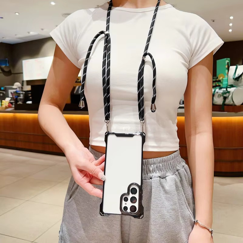 Stoßfeste Crossbody-Schutzhülle mit Trageriemen für Samsung Galaxy S25, Transparent, Purple - Bild 3