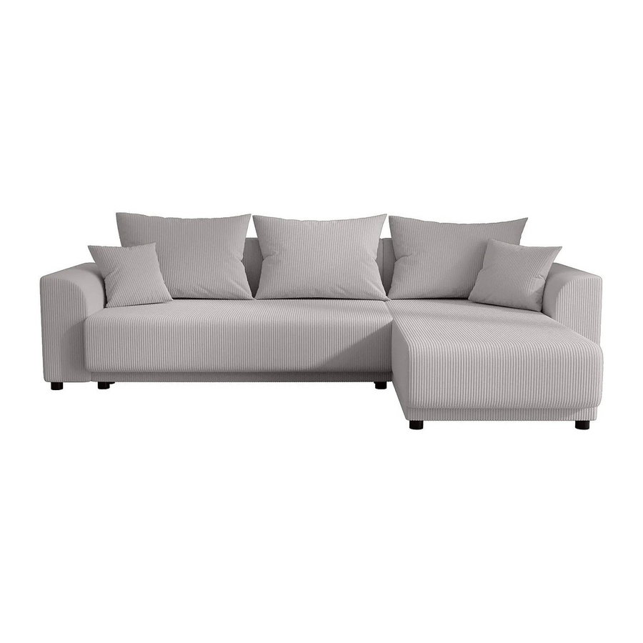 Vente-unique Schlafsofa Nessaro in Lichtgrau mit Cord-Bezug und L-Form - Bild 2