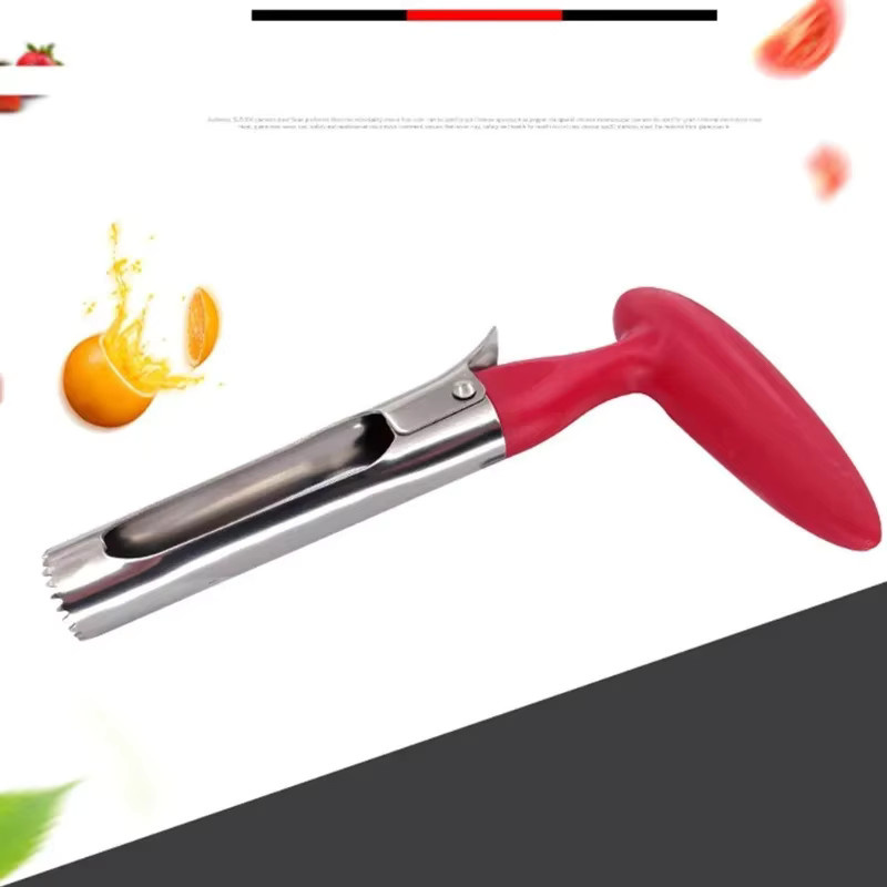 Edelstahl Apfelentkerner und Kernentferner in Rot als Küchenhelfer für Apfel und Birne - Bild 4