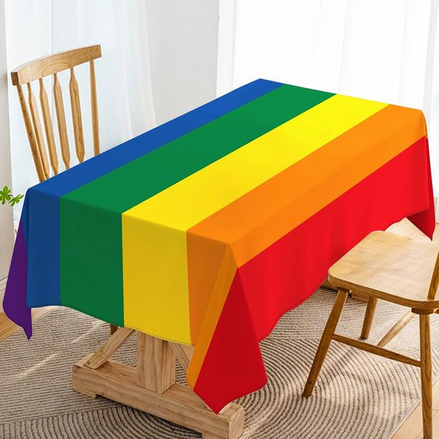 Rechteckige Tischdecke mit Regenbogenstreifen von JMG Household Supplies, Mehrfarbig, B/T: 90 x 140 cm - Bild 1