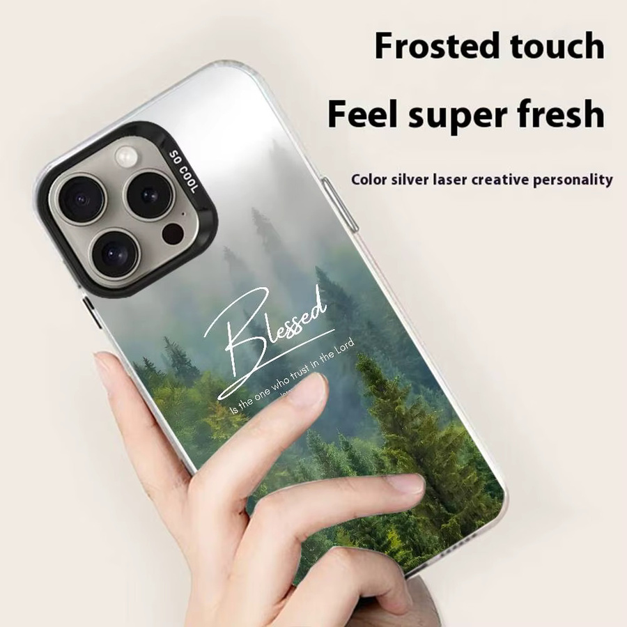 Handyhülle mit Bibelversen und Landschaften für iPhone 11-16, Farbwechsel-Effekt, Transparent/Multicolour, schmale Anti-Fall-TPU-Hülle - Bild 2