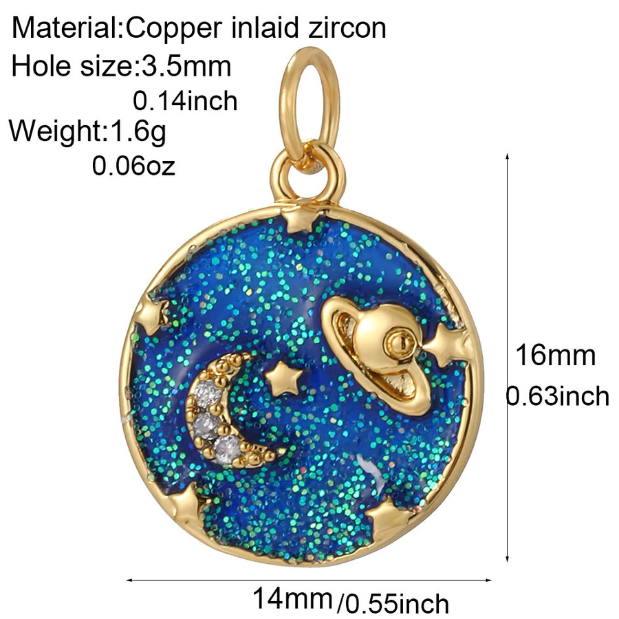Charm Sterne Mond, Gold Farbe, Messing, Damen - Bild 2
