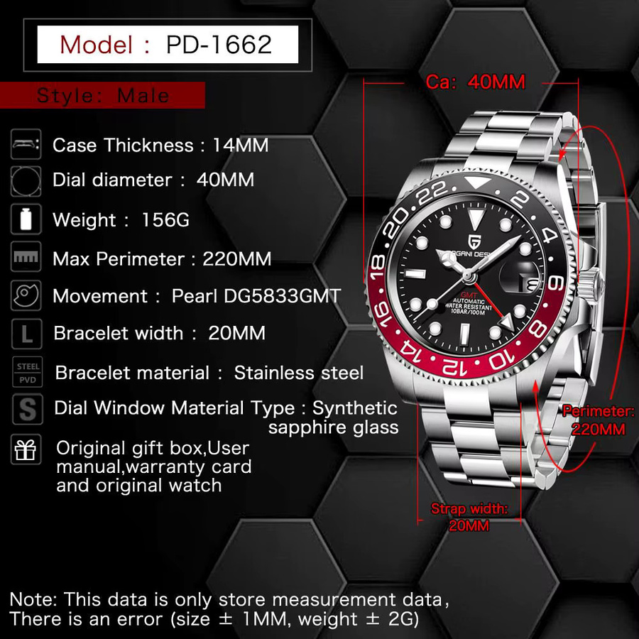 Pagani Design GMT-Uhr, Automatik, Edelstahl, Keramik-Lünette, Herren - Bild 6