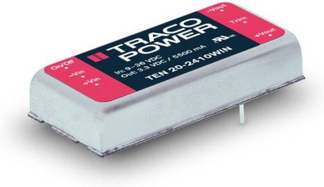 TracoPower TEN 20-4823WIN DC/DC-Wandler, Print, Farbe: Silber, 48 V/DC zu 15 V/DC und -15 V/DC, 665mA, 20W, 2 Ausgänge - Bild 1