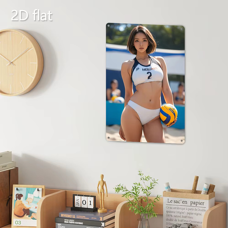 HELLOYOUNG Wandkunst aus Metall Strand-Volleyball-Spieler in Weiß und Multicolour, wetterfestes Eisenschild für Innen- und Außenbereich, B/H: 20 x 30 cm - Bild 4