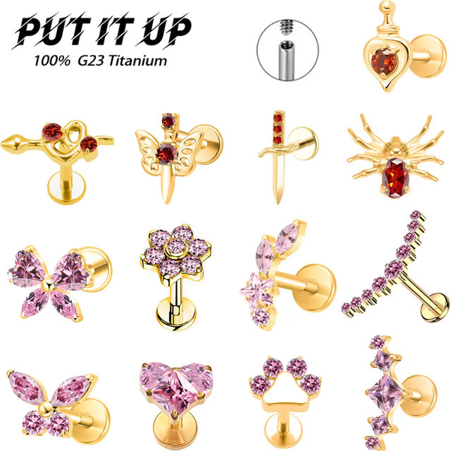 PUTITUP Ohrstecker-Set, Titan, Zirkonia, Gold, Verspielt - Bild 1