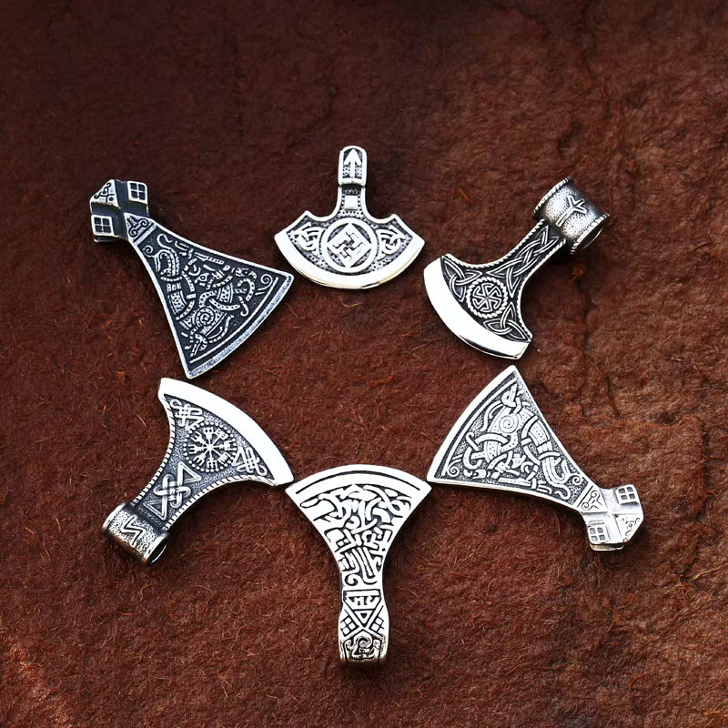 Beier Anhänger Halskette, Thors Axtkopf, Edelstahl, Silber, Herren - Bild 4