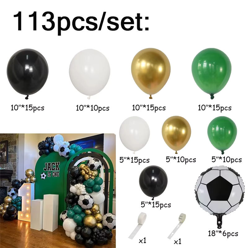 LQVYI Fußball Ballon Bogen Girlande Set mit 113 Teilen für Kinder Geburtstagsdekoration in Mehrfarbig - Bild 4