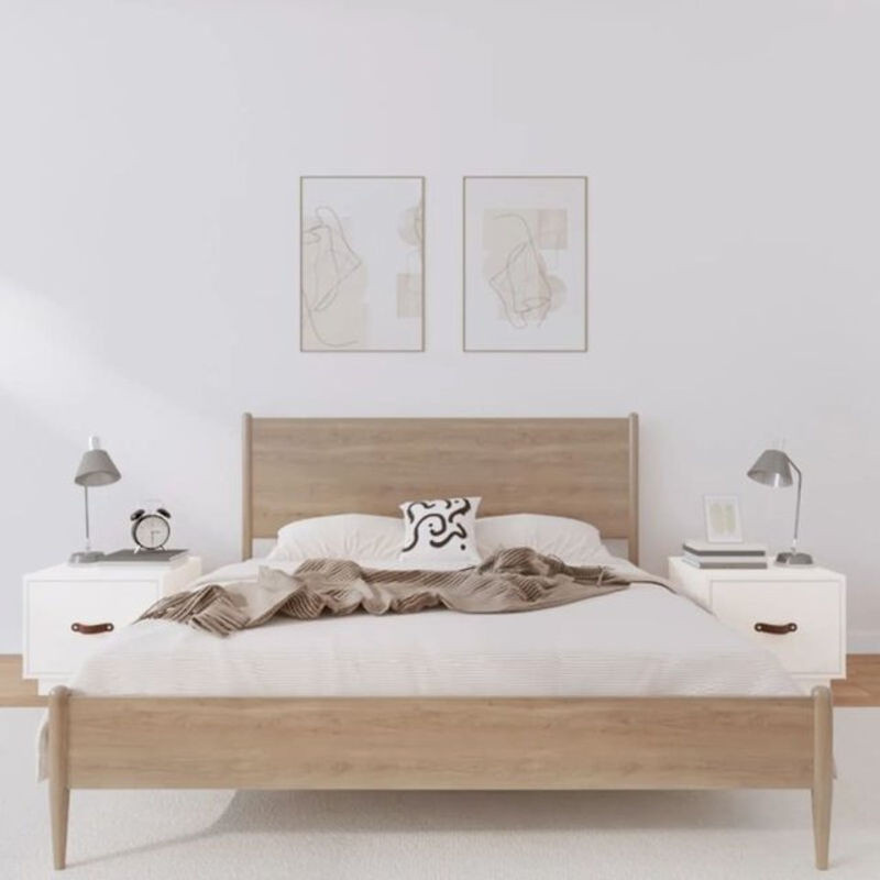 Vidaxl Nachttische 2er Set aus Massivholz Kiefer in Weiß B/T/H: 40 x 34 x 35 cm - Bild 1