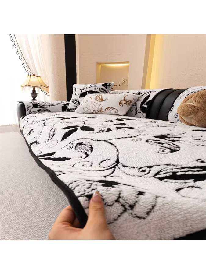 Sofa-Kissenbezug aus Wolle von 静岩汐洁 in Weiß, rutschfest und kratzfest für Herbst und Winter - Bild 4