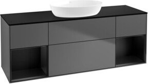 V&B Finion Waschtischunterschrank mit Wandbeleuchtung, Farbe Anthrazit lackiert, Breite: 160 cm, Tiefe: 50,1 cm, Höhe: 50,1 cm - Bild 1