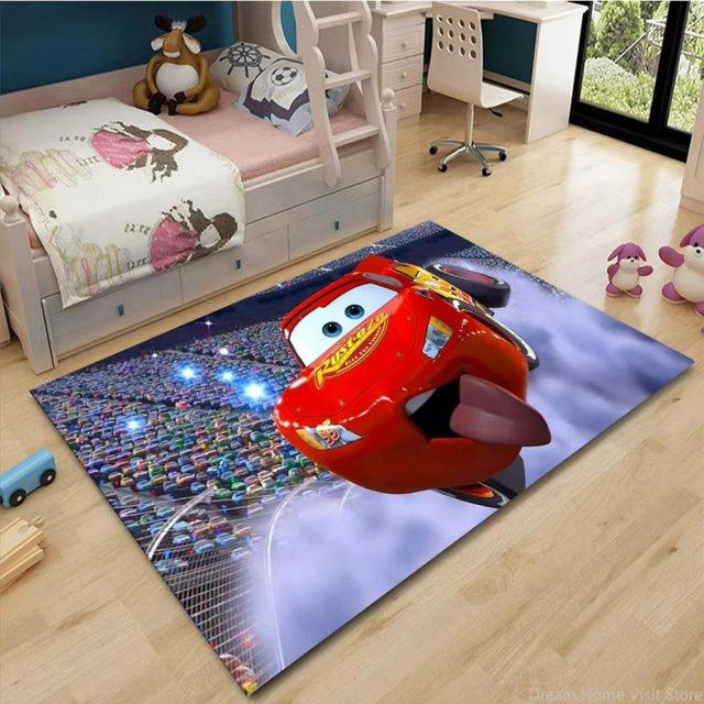Karpetti McQueen Rennstrecken Teppich für Kinderzimmer und Wohnzimmer, Mehrfarbig, B: 120 cm, L: 160 cm - Bild 1