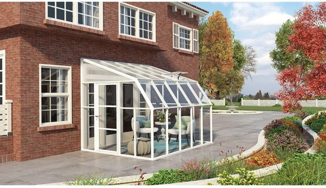 Palram - Canopia Gewächshaus Weiß mit Fundamentrahmen und Regenrinnen aus Polycarbonat, 8,3 m² - Bild 1