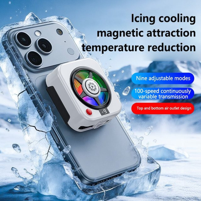 XMSJ Dual-Purpose Handy-Kühler mit Magnetclip und Kühlpack, Halbleiterkühlung mit Digitalanzeige und geräuschlosem Betrieb, Weiß - Bild 1