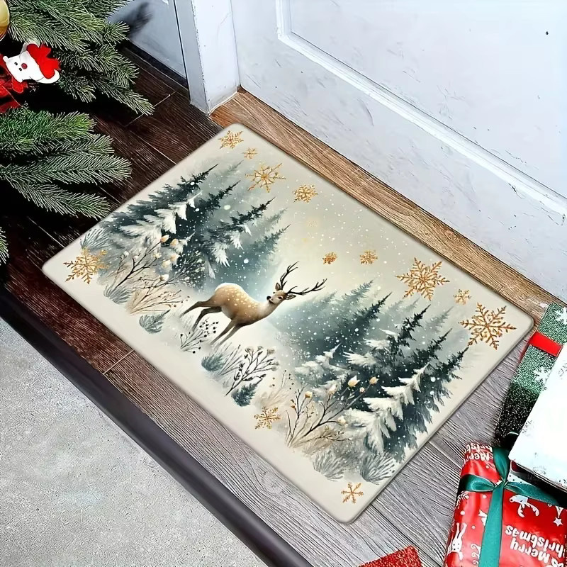 VIKAMA Weihnachts-Elch Eingangsteppich für Innen und Außen als Willkommensmatte für Küche und Balkon - Bild 3