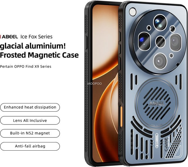 Magnetische TPU-Hülle mit Aluminium-Rückseite und Objektivschutzglas für OPPO Find X9 Ultra, X9, X8 und X8s Pro in Schwarz - Bild 1
