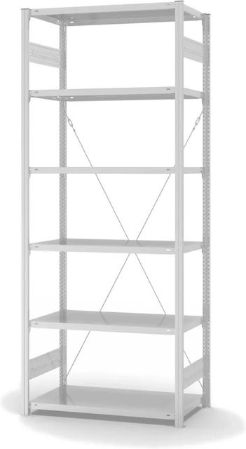 PROREGAL Lebensmittel Fachbodenregal Stecksystem T-Profil in Weiß mit 6 Ebenen, H x B x T: 250 x 100 x 50 cm - Bild 1