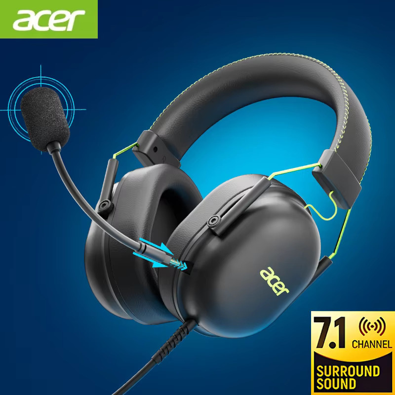 Acer OHW200 USB-Gaming-Headset mit 7.1 Surround Sound und Mikrofon mit Geräuschunterdrückung in Schwarz für PC und Laptop - Bild 3