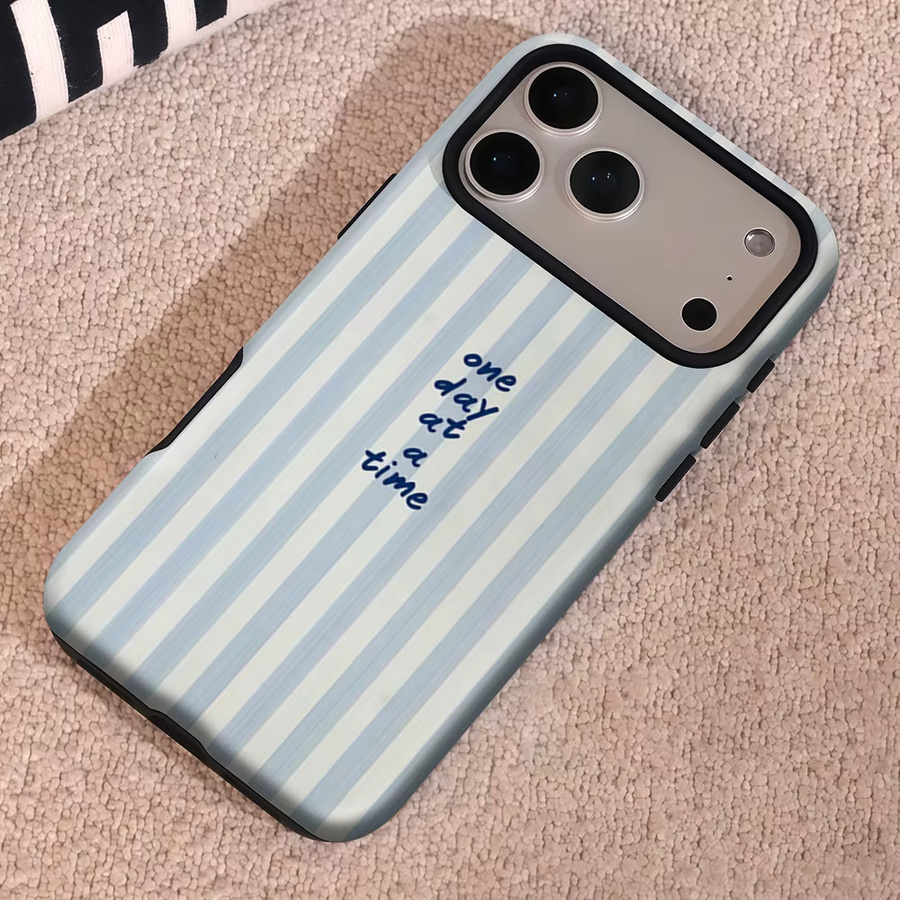 Robuste doppelschichtige Magnet-Handyhülle mit hellblauen Streifen für iPhone 17 16 15 14 13 Pro Max Plus von Potdemiel - Bild 4