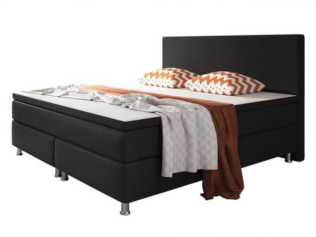 Inter Trading Boxspringbett Berlin in Schwarz mit Webstoff, B/T: 180 x 200 cm - Bild 2