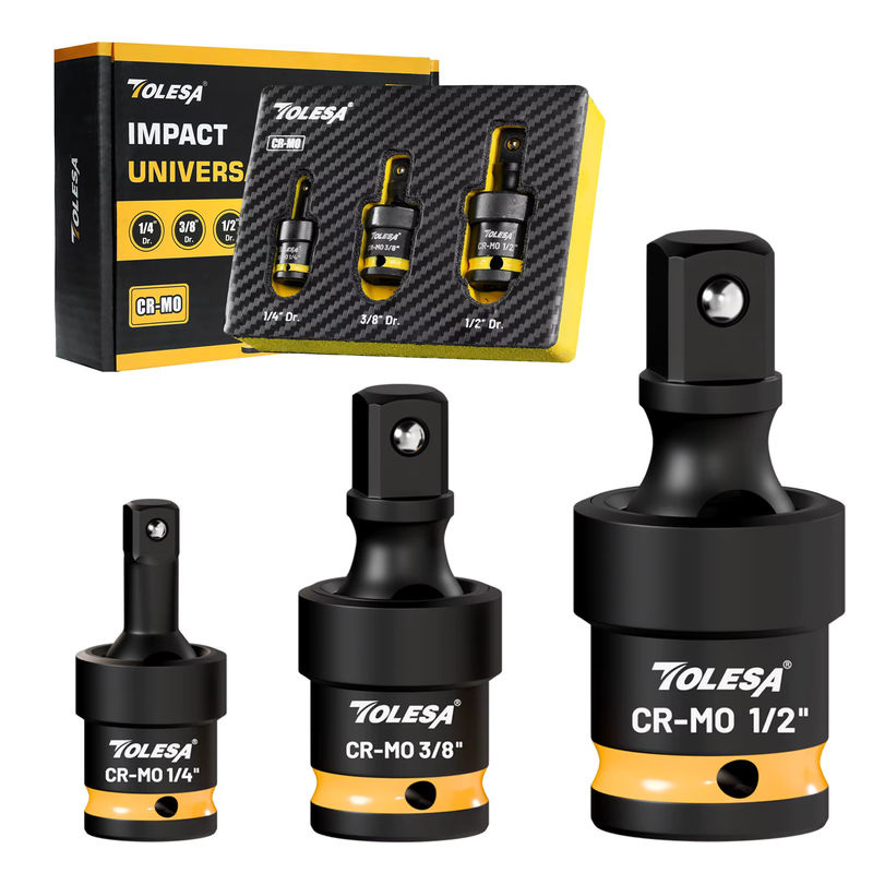 TOLESA 3-teiliges Impact-Universalgelenk-Schwenkset mit 1/2", 3/8" und 1/4" Anschlüssen für 360 Grad Flexibilität - Bild 7