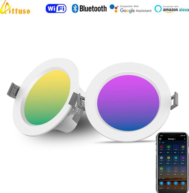 LATTUSO Smart Home LED Downlight RGBCW mit WIFI und Bluetooth, 5W Einbauleuchte in Weiß, App-Steuerung kompatibel mit Alexa und Google Assistant - Bild 1