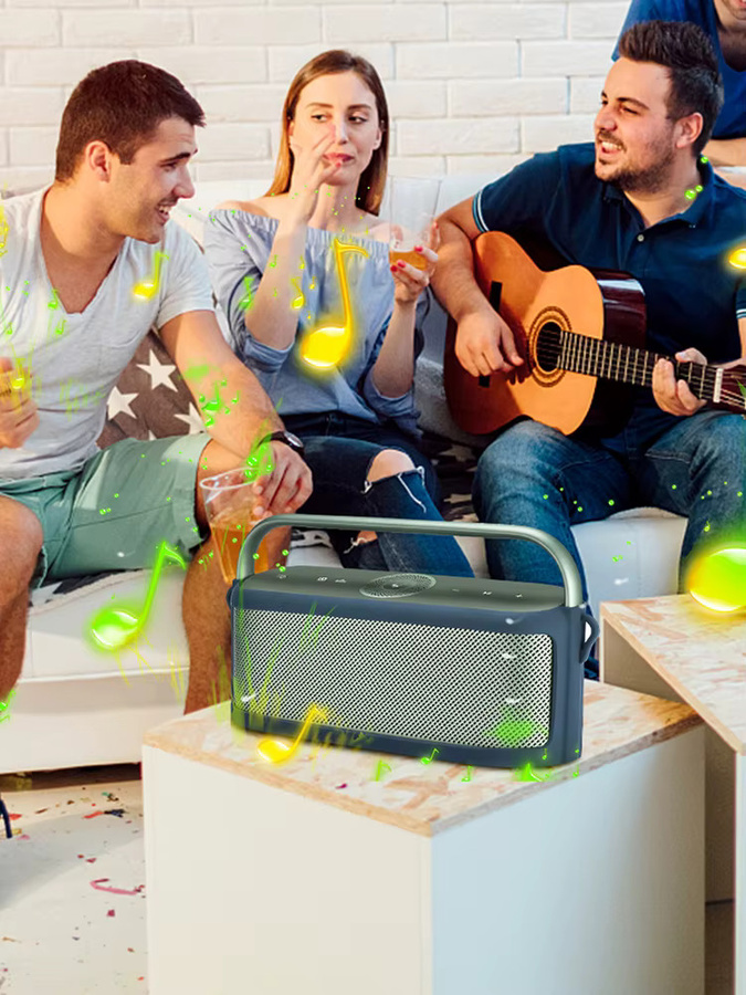 Stoßfeste Silikonhülle mit Schultergurt für Anker Soundcore Motion X600 in Schwarz - Bild 4